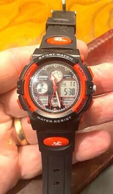 Skmei 45mm Sport Watch, Black and Red Poly Case and Band